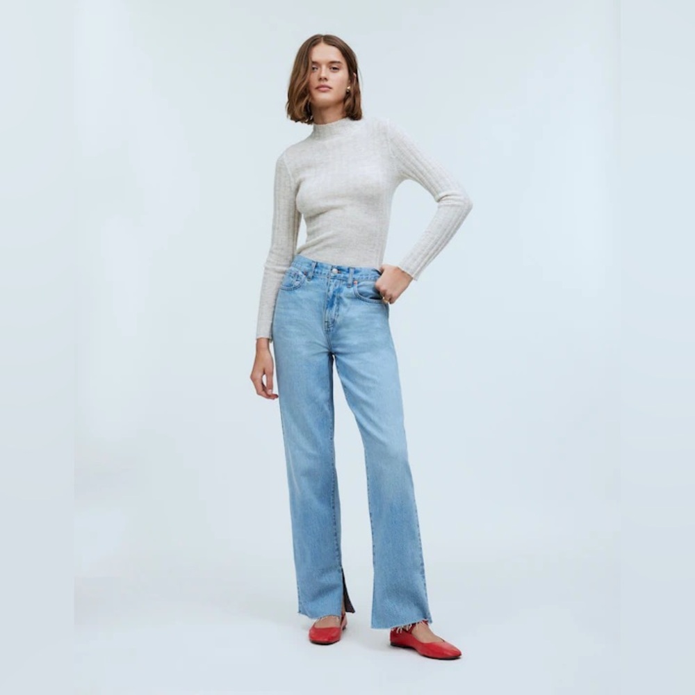 Madewell NWT Baggy Straight Jeans in Seebald Wash Raw-Hem Edition - size 25